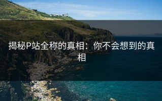 揭秘P站全称的真相：你不会想到的真相