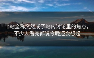 p站全称突然成了站内讨论里的焦点，不少人看完都说今晚还会想起