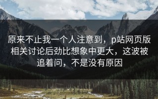 原来不止我一个人注意到，p站网页版相关讨论后劲比想象中更大，这波被追着问，不是没有原因