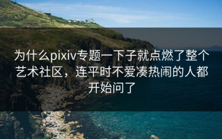为什么pixiv专题一下子就点燃了整个艺术社区，连平时不爱凑热闹的人都开始问了
