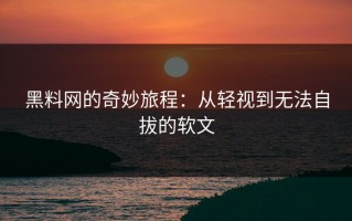 黑料网的奇妙旅程：从轻视到无法自拔的软文