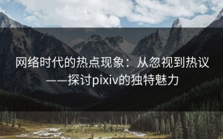网络时代的热点现象：从忽视到热议——探讨pixiv的独特魅力