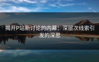 揭开P站新讨论的内幕：深层次线索引发的深思