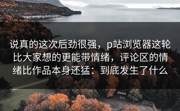 说真的这次后劲很强,p站浏览器这轮比大家想的更能带情绪,评论区的情绪比作品本身还猛:到底发生了什么-第1张图片-p站网页版影视网 - p站内容页 说真的这次后劲很强,p站浏览器这轮比大家想的更能带情绪,评论区的情绪比作品本身还猛:到底发生了什么-第1张图片-p站网页版影视网 - p站内容页